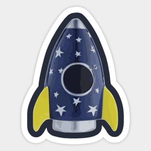 Space Rocket, Retro Sticker